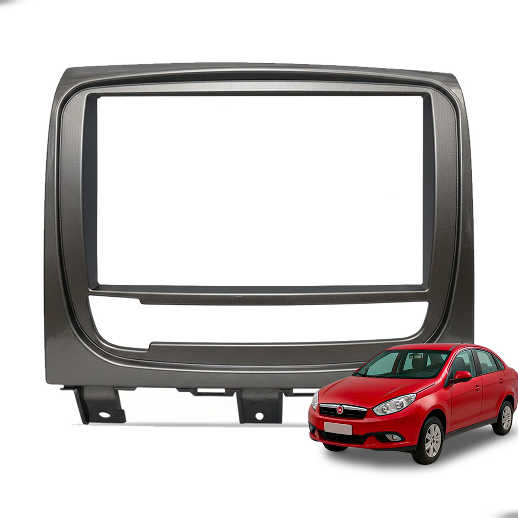 Moldura 7 Polegadas Fiamon MP5 Fiat Siena Strada Palio Weekend 2013-2019 Cor Prata Alta Qualidade e Acabamento Original