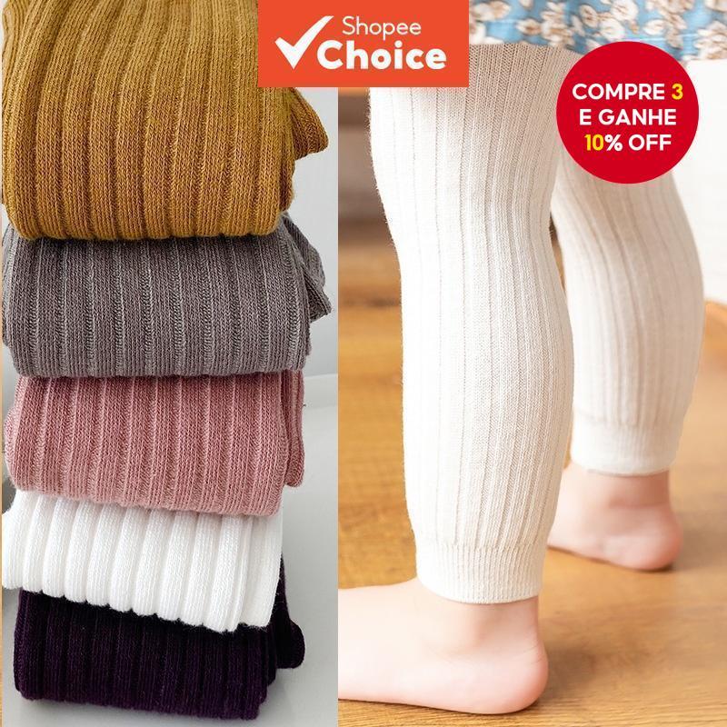 Leggings Com Nervuras De Algodão Penteado Macio Para Bebês Meninas E Meninos , Ideais Brincar Conforto Diário (0-4 Anos)