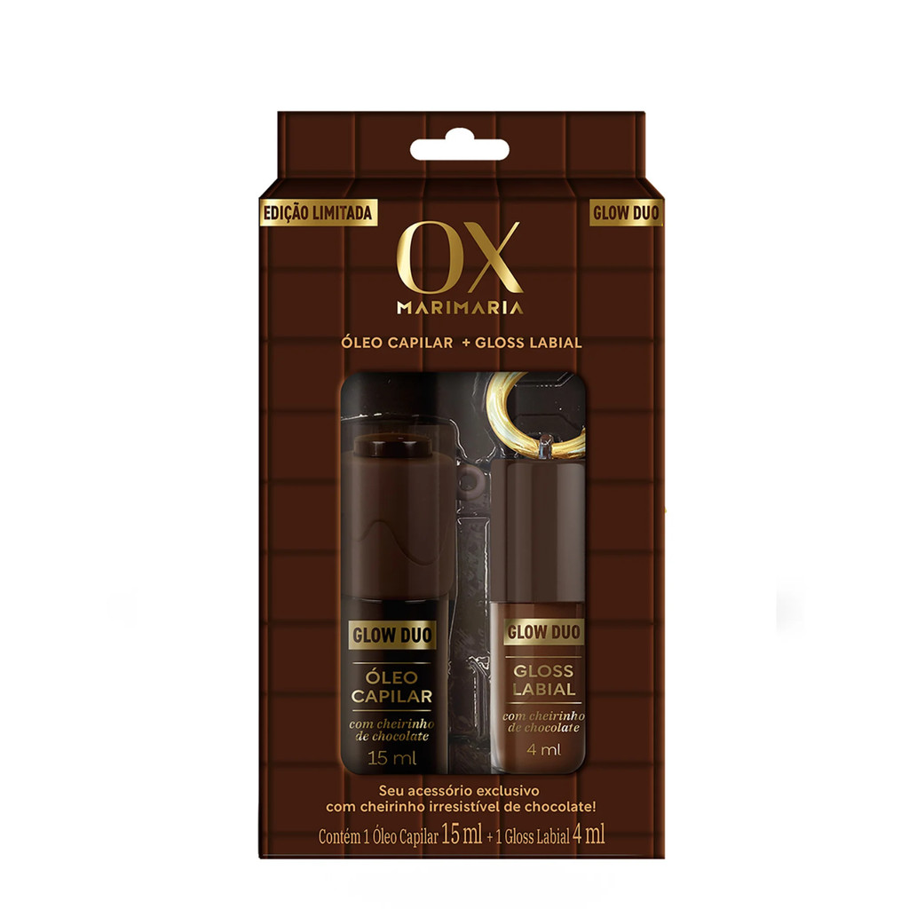 Kit Ox Mari Maria Óleo Capilar 15ml + Gloss Labial 4ml Chocolate em Oferta na Shopee