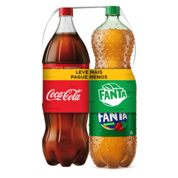 Refrigerante Bipack 1 Coca-Cola Original 2L + 1 Fanta Guaraná 2L