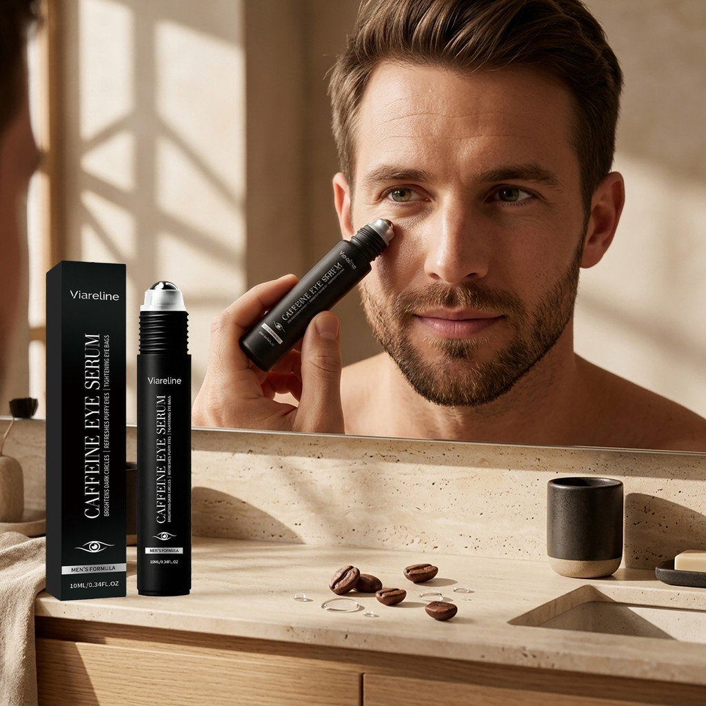 10ml Men's Cooling Eye Roll-On Serum-Cuidado Hidratante E Iluminador Para Olhos Cansados , Aplicador De Massagem Refresc