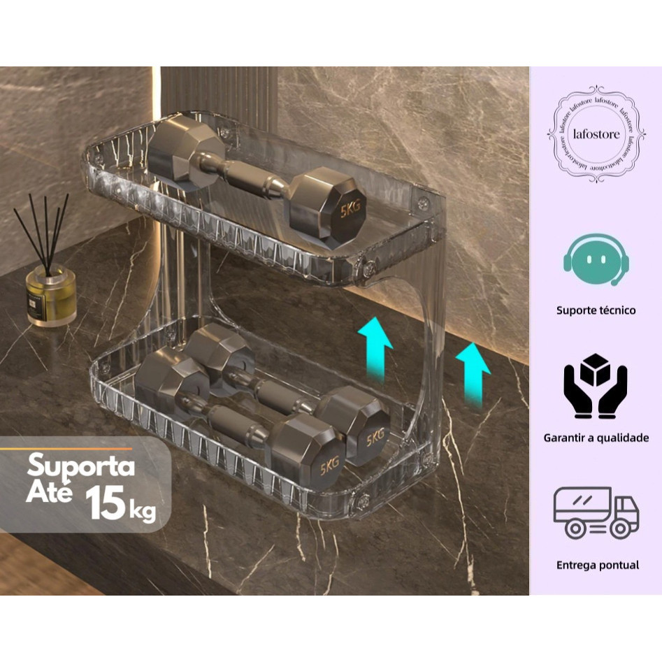 Prateleira Organizador Diamante Acrílico Porta Maquiagem Suporte Multiuso De Mesa — imagem 2 de 2