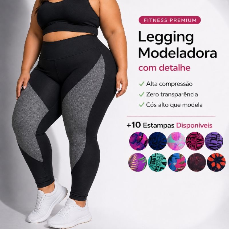 Legging Plus Size Feminina Suplex Alta Compressão Cós Alto Não Transparente G1 G2 G3