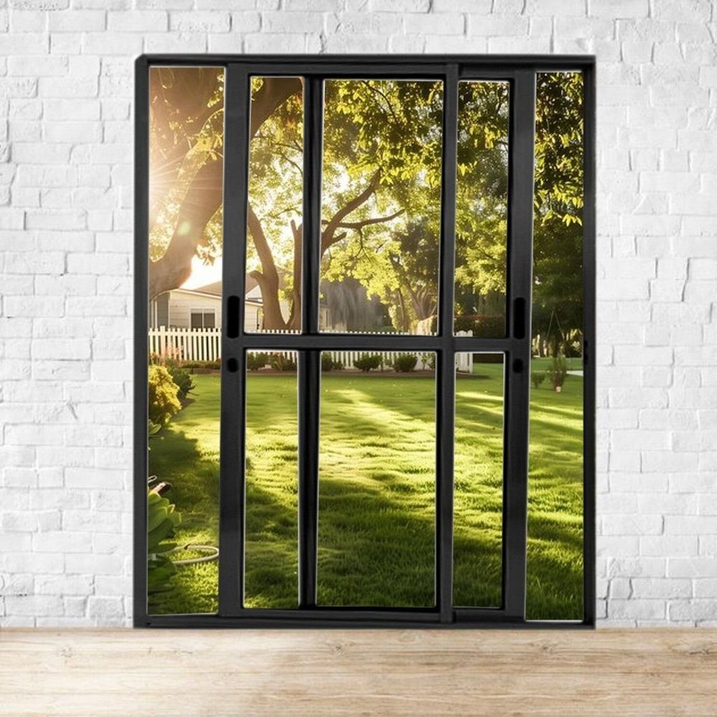 Porta Sacada de Alumínio 2 Folhas Móveis 210 x 120cm com Fechadura Linha 25 Preto Esquadrias Bergamo 120