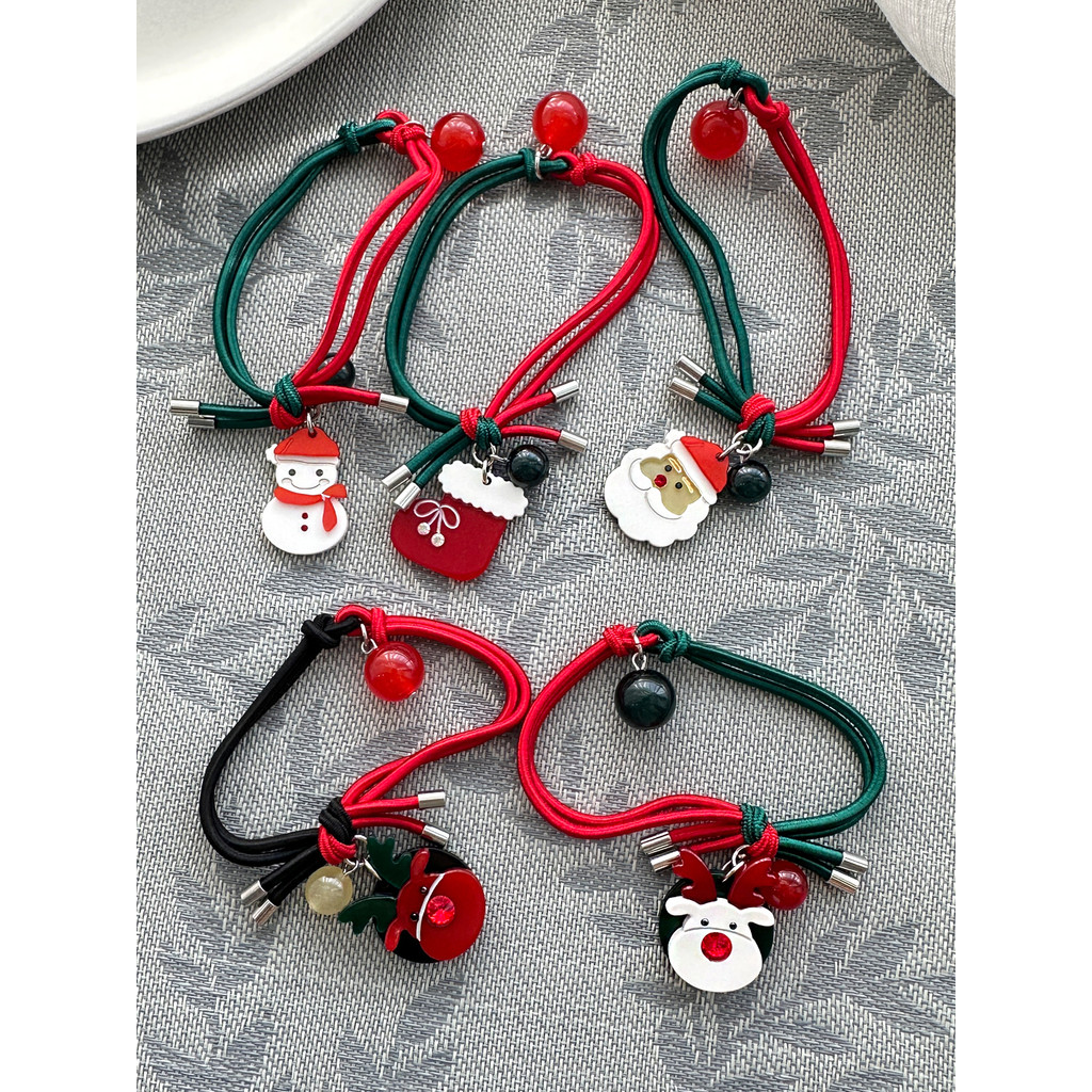Coreia importada jóias All-Match bonito Santa boneco de neve anel de cabelo corda de cabelo rabo de cavalo corda de cabe
