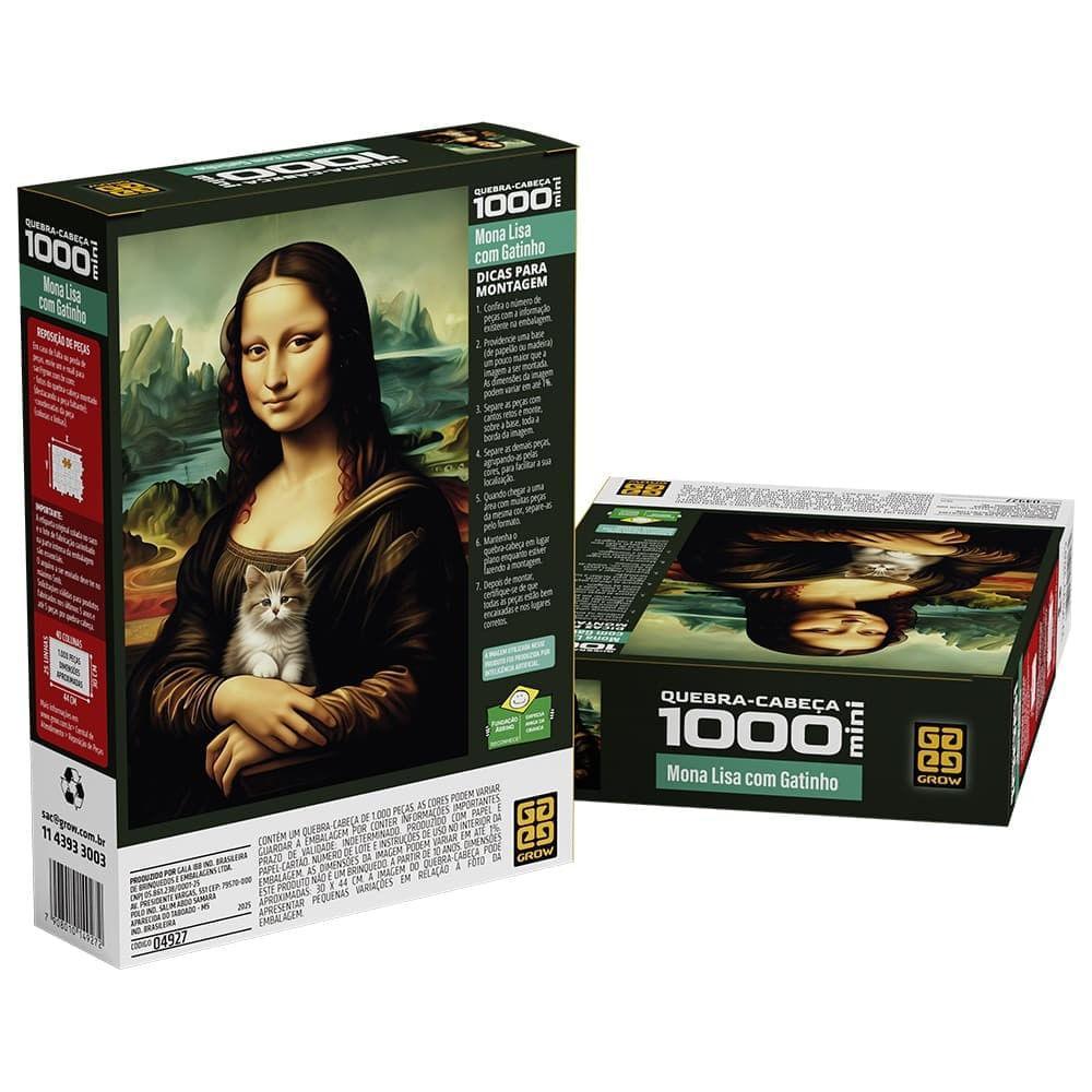 Quebra-Cabeça 1000 peças Monalisa com Gatinho - Grow