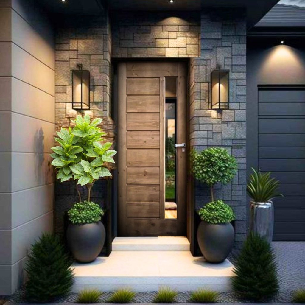 Kit Porta de Madeira 210x82cm Batente 14cm Bbv Eco Uniportas Abertura Direita Marrom