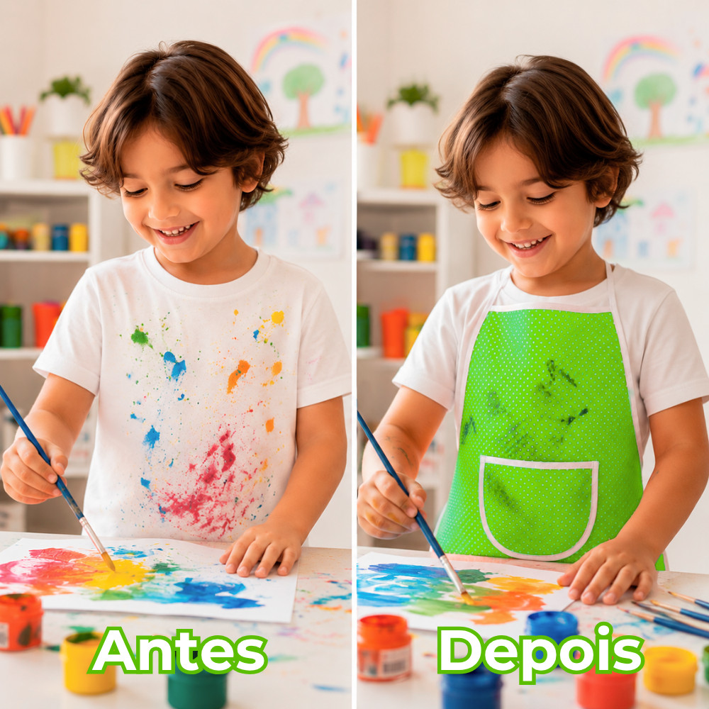Avental Infantil Impermeável para Pintura e Artes Resistente para Crianças