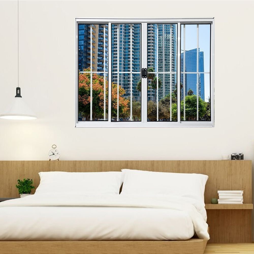 Janela Vitrô de Alumínio 4 Folhas 120 X 150cm Modular com Grade 120cm x 150cm