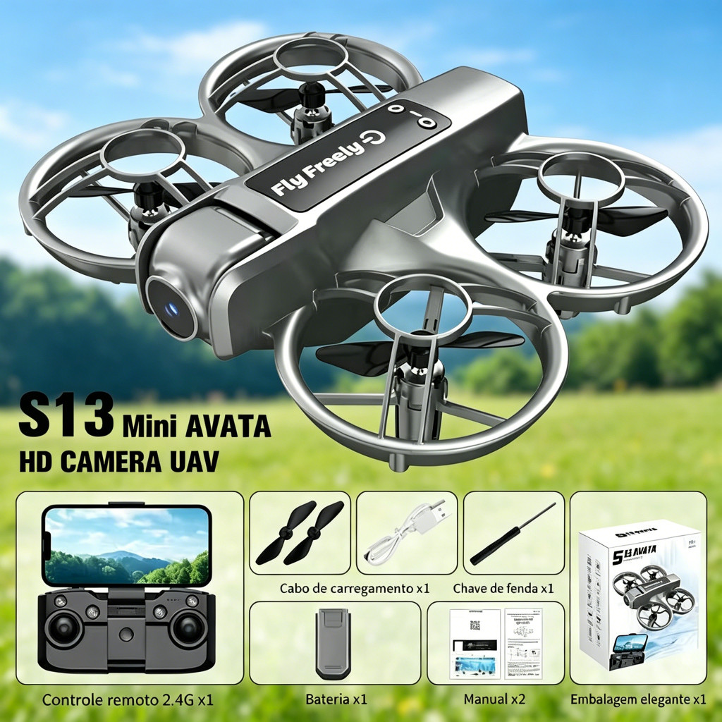 Drone de Filmagem Aérea com Câmera HD 110°, Transmissão WiFi em Tempo Real, Rolamento 360°, Ideal para Iniciantes