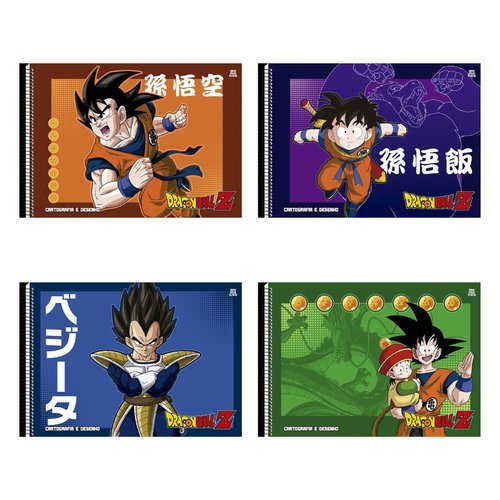Caderno Desenho Cartografia Dragon Ball Z Tematico Escolar Artistico Infantil - Modelo Sortido