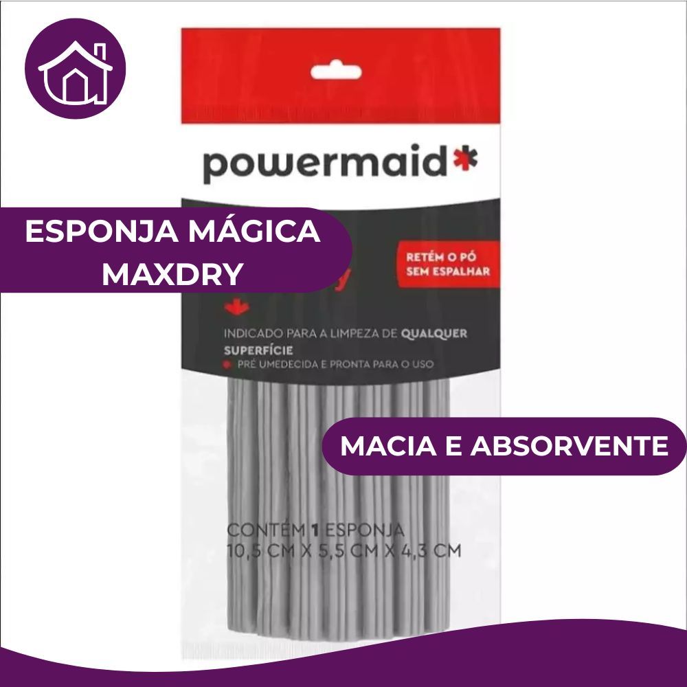 Esponja Maxdry Cinza Powermaid Alta Absorção
