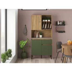 Armário Kit Cozinha com 3 Portas, 1 Gaveta AC4310 Bege/Carvalho Oak/Arbo/Petra Carvalho Oak / Arbo