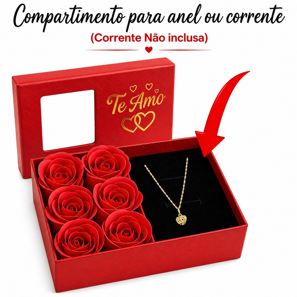 Porta Joias Te Amo para presentear em todas as ocasiões Com Rosas em pétalas de sabonete .MÃES/NAMORADOS/PRESENTES