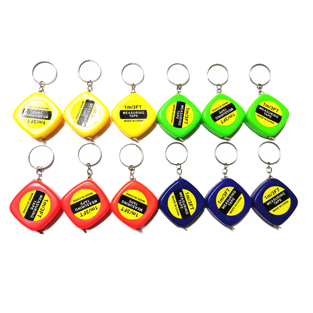 Kit com 12 24 36 48 chaveiro  1 metro mini trena escoler cor e ideal para lembrancinha festa evento