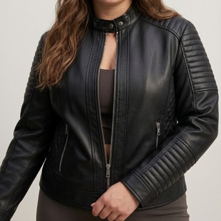 Jaqueta Feminina Couro Sintético Plus Size Estilo Inverno Moda Blogueira Estilosa Zíper