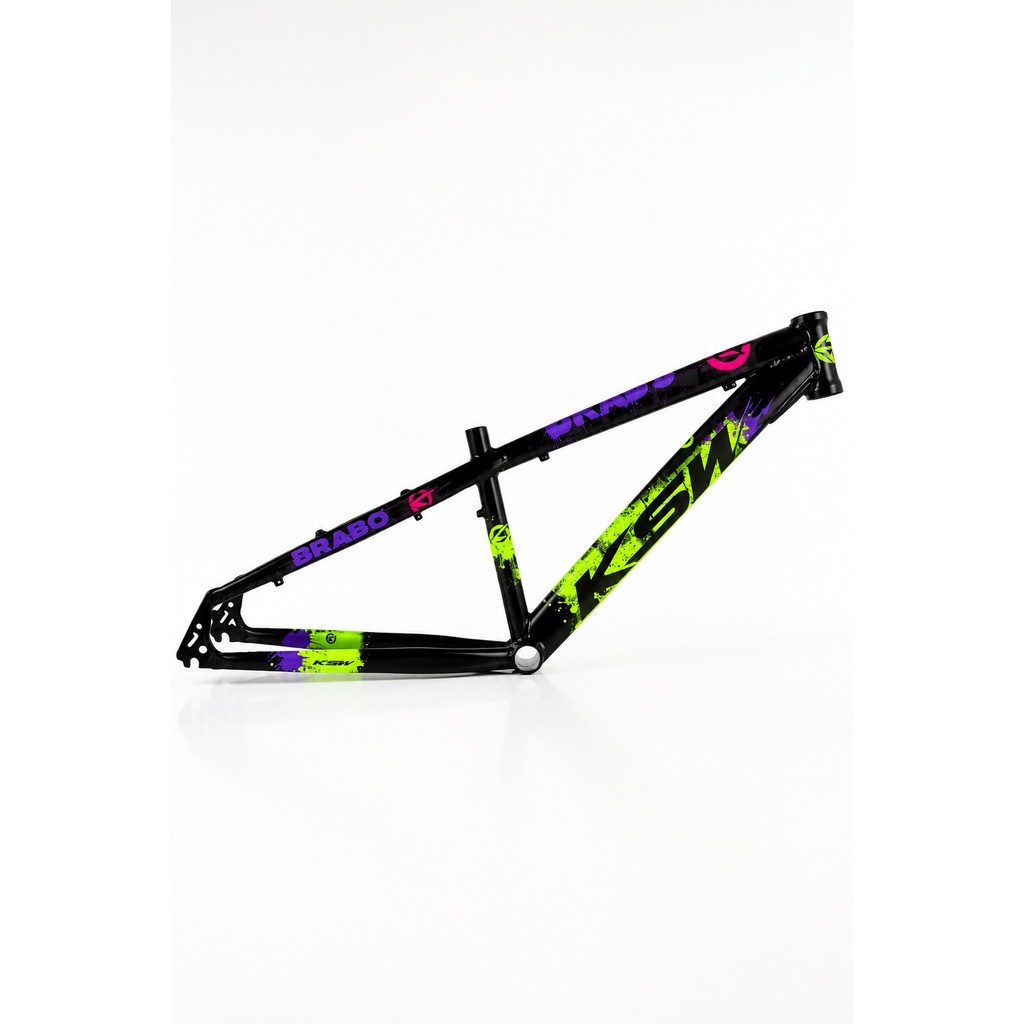 Quadro Freeride Aro 26 ksw Aluminio Bmx Grau Bike Cor PRETO BRILHO AD. PTO/VRD/RXQuadro 13.5