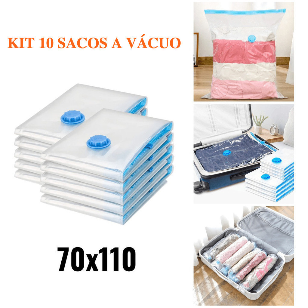 KIT 10 Saco A Vacuo Organiza Roupa Edredom Cobertor 70x110 WL-2372