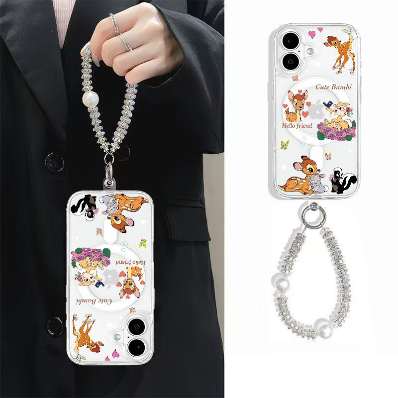 Capa Bambi Transparente MagSafe + Pulseira para Samsung Galaxy Note 9/10/20 S21/S22/S23/S24/S25/S26 ultra fe edge