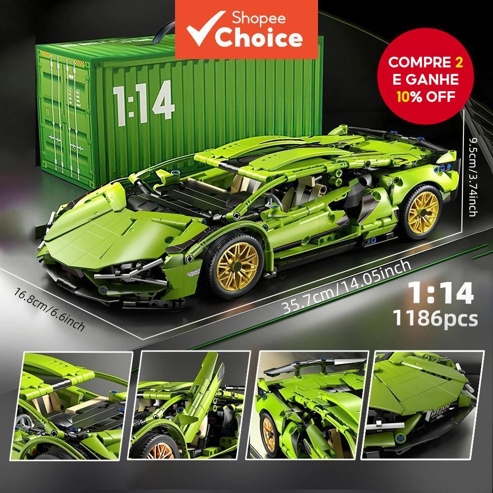 1 : 14 Blocos De Construção Moc Cidade Velocidade Carro Luxo Veículo Corrida Com Super Corredores Tijolos Brinquedos