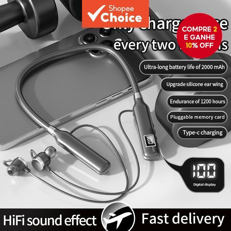 Fones De Ouvido TWS Sem Fio Bluetooth Pendurados No Pescoço HiFi-Stereo ENC Cartão Plugável À Prova D'água Chamadas HD E