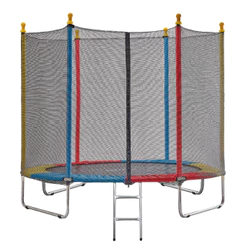 Cama Elástica JustFun Infantil 2,44M Pula Pula Trampolim com Escada Rede de Proteção Colorida Externa Suporta 150KG
