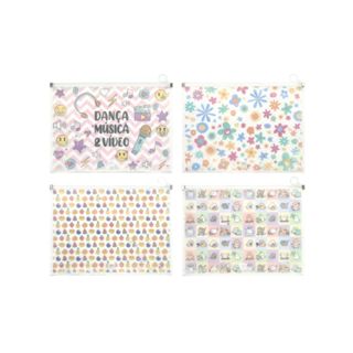 Pasta para Documento A4 Estampa Menina - Kit com 4 pecas em Oferta na Shopee