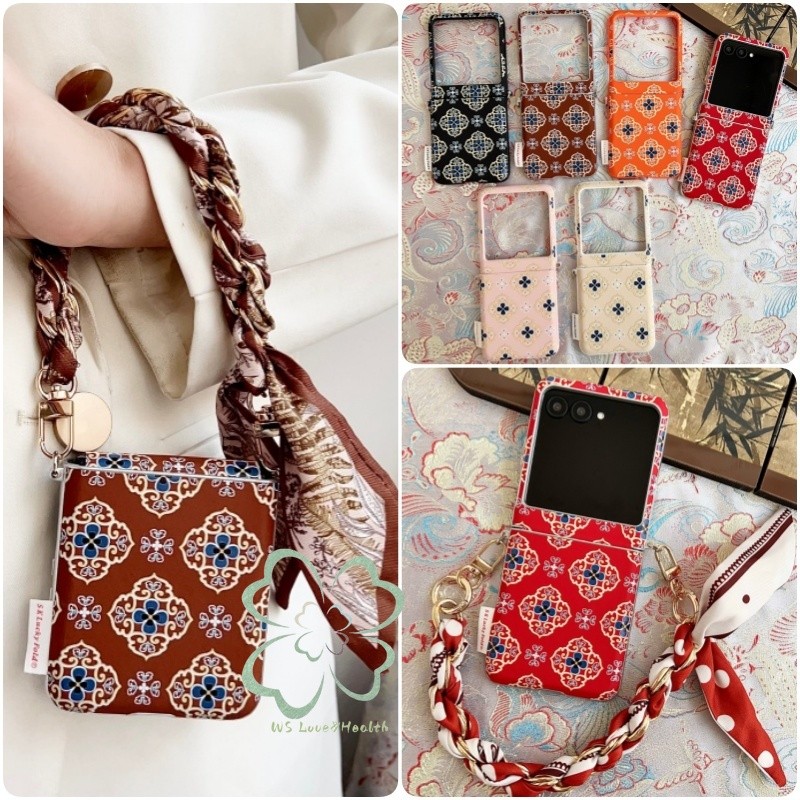 Capa De Couro Luxuosa Estilo Nacional Para Motorola Razr 60 50 Dura Com Cordão L