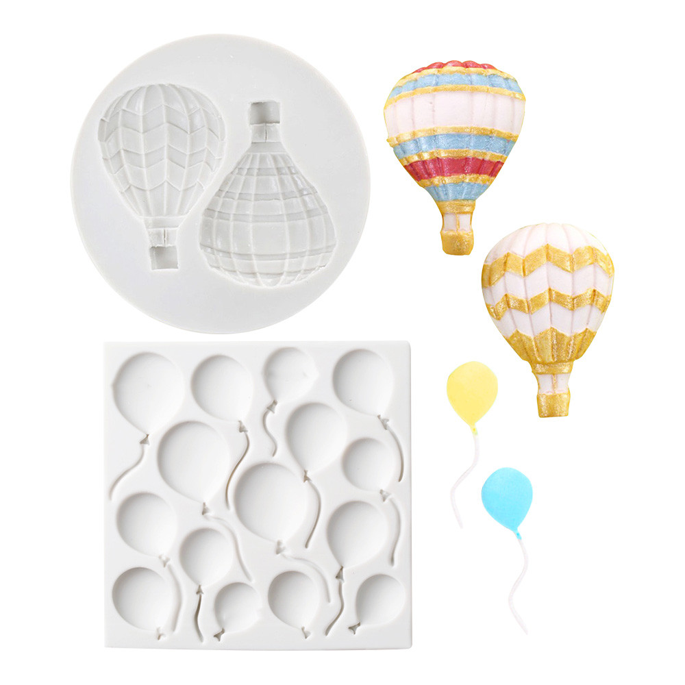 Molde de Silicone KALAIEN com 2 Padrões de Balão, Forma de Balão de Ar Quente, para Fondant, Argila, Decoração de Bolo d