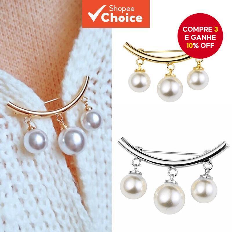 Broche De Pérola Com Design De Arco De Alfinete De Segurança Para Acessórios Elegantes De Moda Feminina