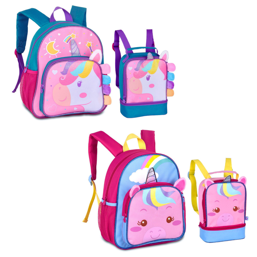 Kit Mochila de Costas E Lancheira Térmica Unicórnio - Clio Style em Oferta na Shopee