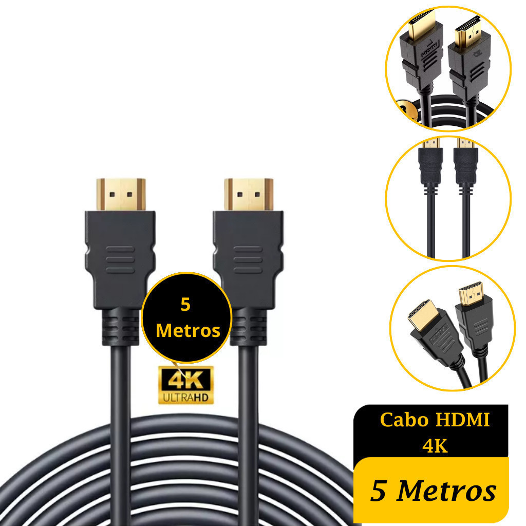 Cabo HDMI 2.0 4K de 5 metros 2160p Ultra HD HDR 3D Original — oferta na Shopee