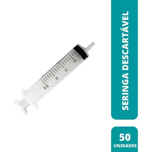 Seringa Descartável Bico Slip 20ml C/50 - Sr 20 Ml