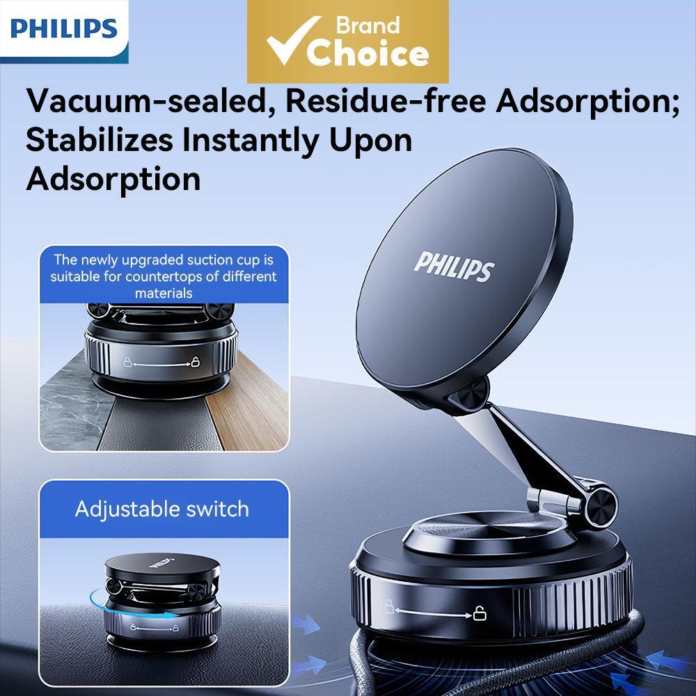 Suporte Magnético para Telefone PHILIPS com Ventosa para Carro, Rotação 360°, Ajustável em 3 Eixos, Dobrável, para