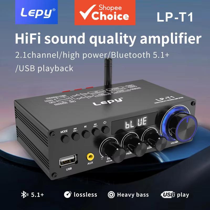 Amplificador LEPY-T1 30Wx2+60W de Alta Potência 2.1 Canais Super Graves Bluetooth 5.1 Coaxial USB com Controle Remoto