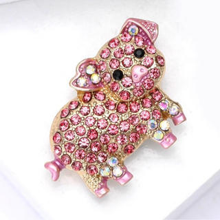Decorador Bonito Flash Rosa Zircão Piggy Broche Requintado Animal Lapela Pinos Para Mulheres Meninas Festa De Casamento