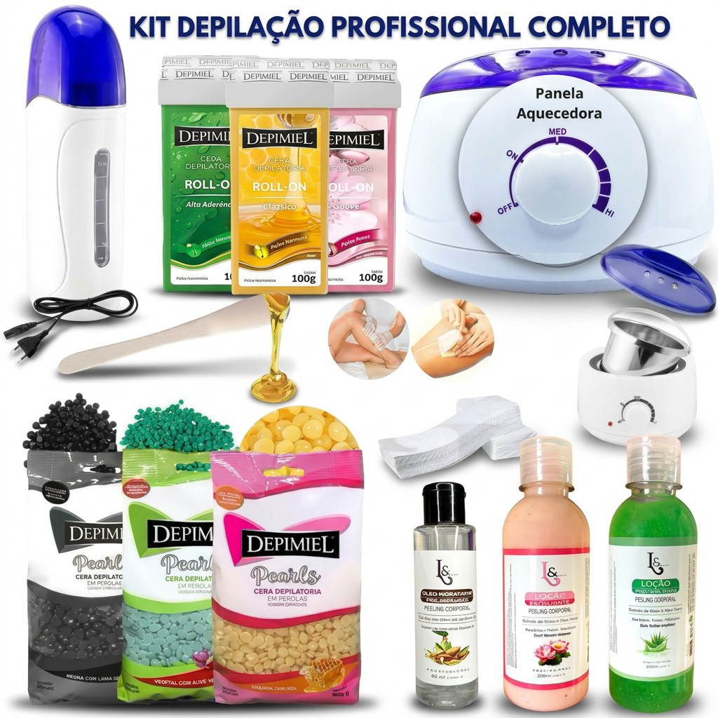 Kit Panela De Cera Aquecedor Rollon Depilação Caseira