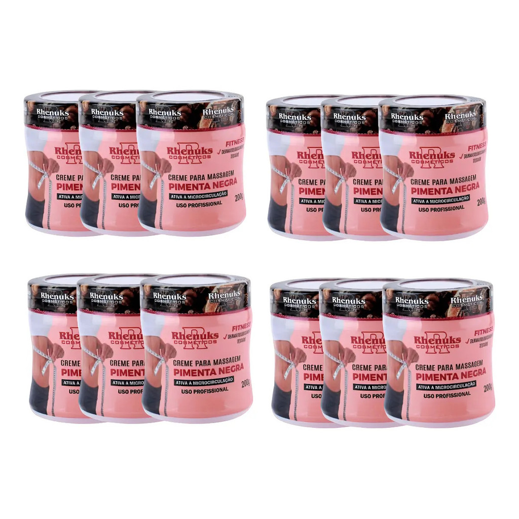 Kit Com 12 Gel Pimenta Negra Para Celulite Estria Flacidez