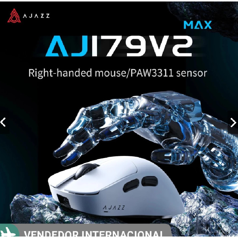 AJAZZ AJ179 v2 MAX Mouse gamer sem fio 1K taxa de relatório Design leve Sensor ergonômico PAW3311