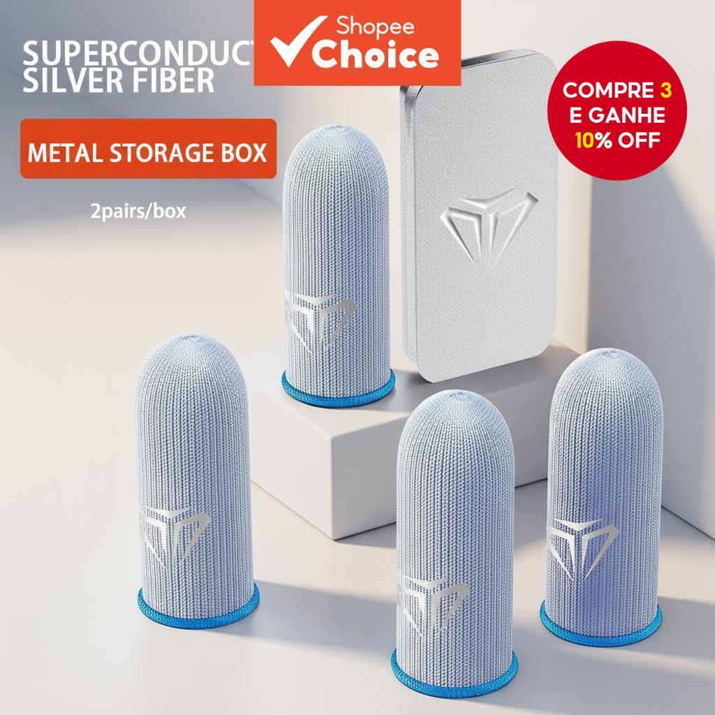 Luvas de Dedo Gamer de Alta Qualidade, Mangas de Seda de Gelo com Fibra de Prata para E-sports, Respiráveis, à Prova de em Oferta na Shopee