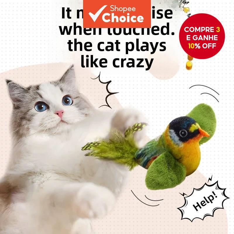 Brinquedo Interativo Gatos Som Pássaro – Boneca Animal Vocalização Realista