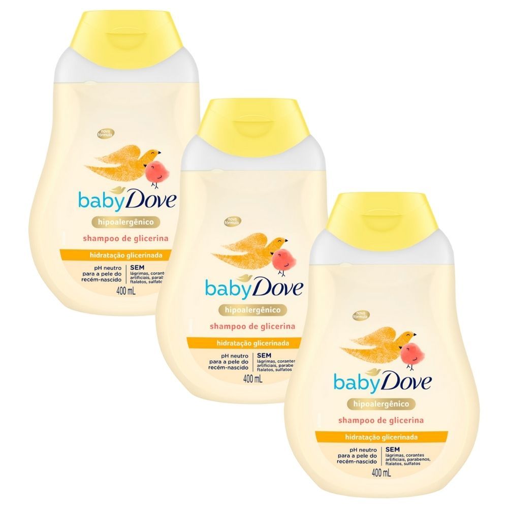 Kit 3 Shampoo Dove Baby Hidratação Glicerinada 400ml em Oferta na Shopee