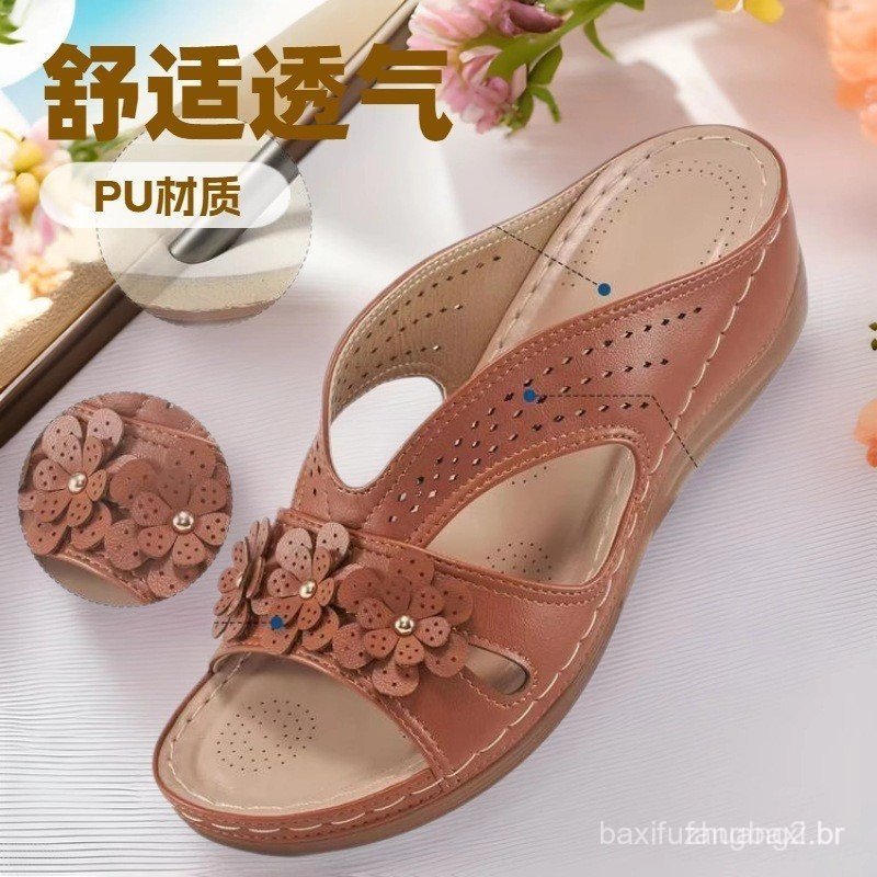 2024 Verão Comércio Exterior Novo Estilo Sandálias Femininas Sola Grossa Cross-Border Tamanho Grande Boca De Peixe em Oferta na Shopee