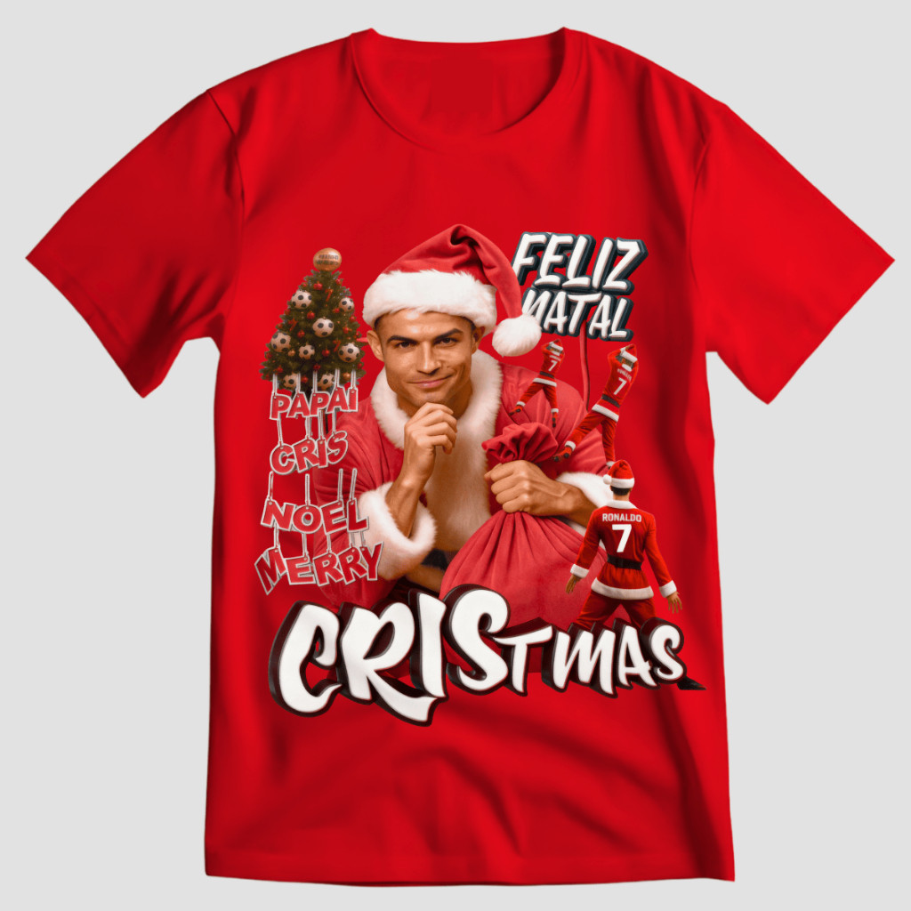 Camiseta CR7 Natal Merry Cristmas Cristiano Ronaldo Jogador Camisa Premium | Promoção | Casual | Dia a dia | Natal