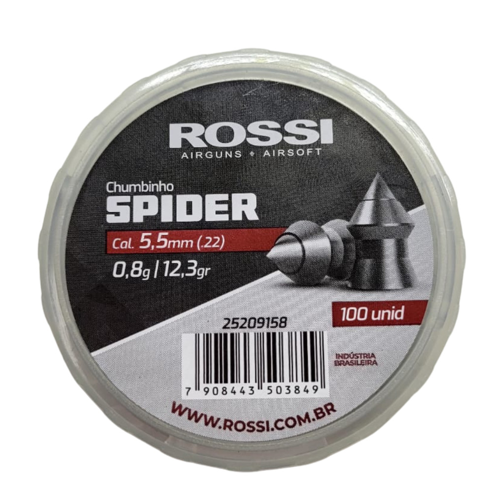 Detalhes do Chumbinho Rossi Premium Spider 5,5mm Pontiagudo – Pote com 100 Unidades