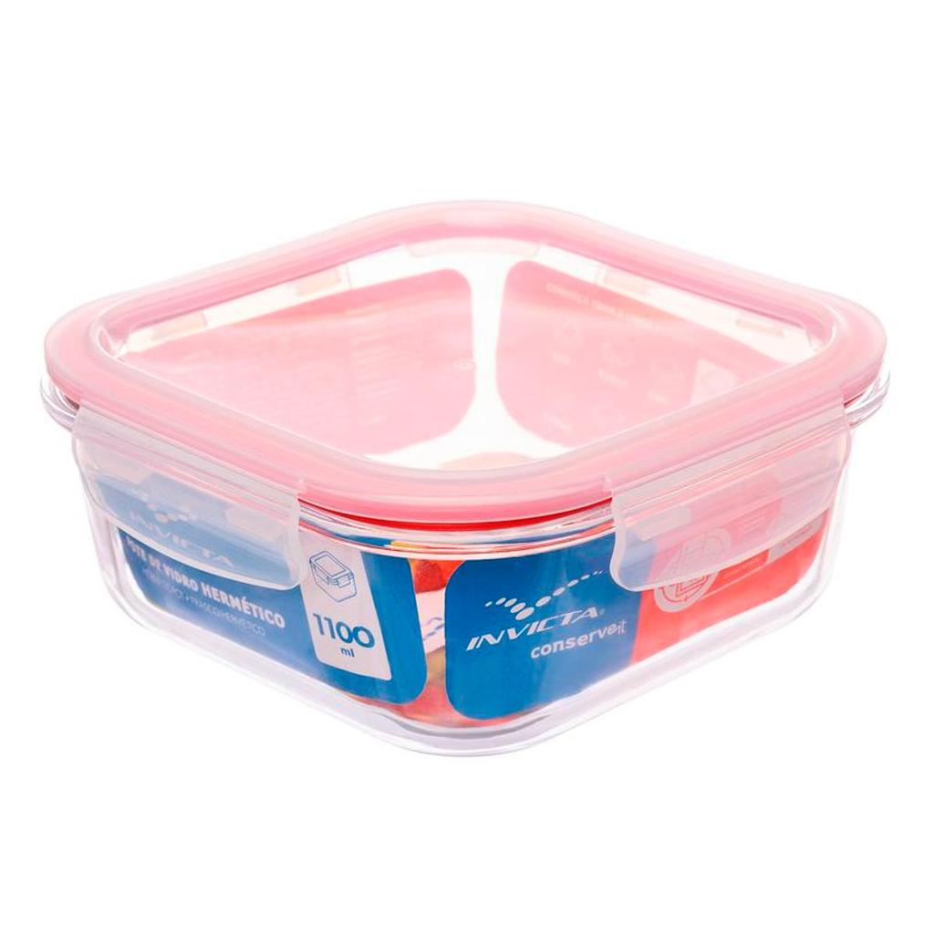 Pote Hermético de Vidro Conserve It 4 Travas 1,1L - Invicta em Oferta na Shopee