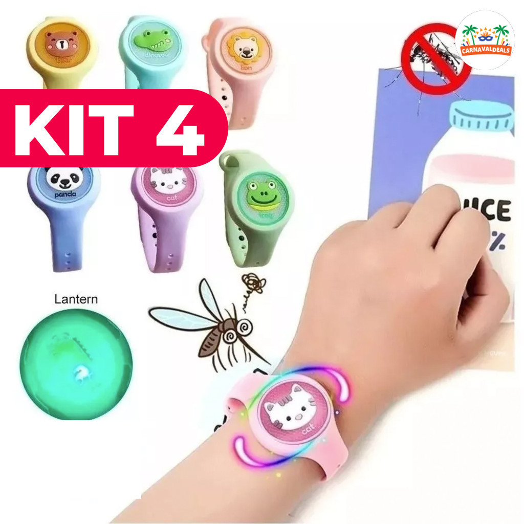 Pulseiras Infantil Anti Mosquito Repelente LED Recarregável para Crianças em Oferta na Shopee