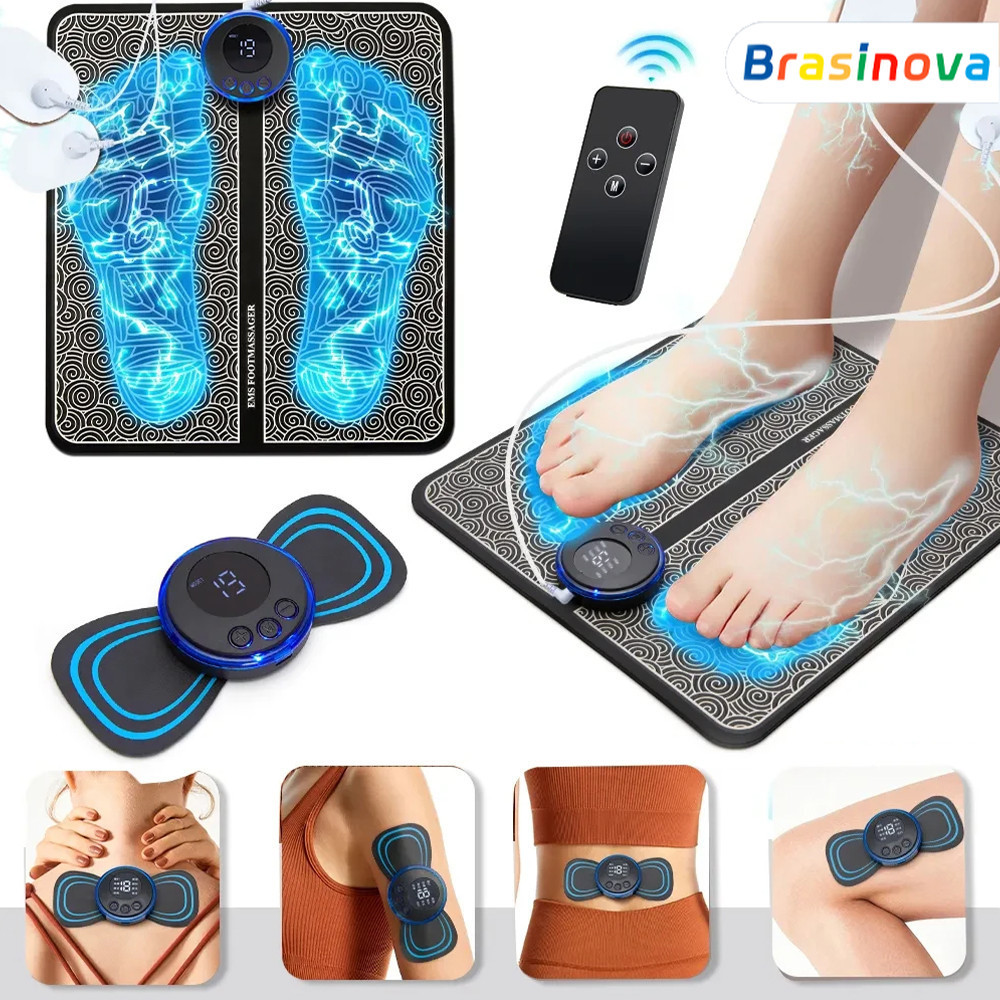 Kit Mini Massageador Elétrico Portátil Recarregável Alívio Dor Muscular Adesivo Massagem Corpo Ombro E massageador de pé