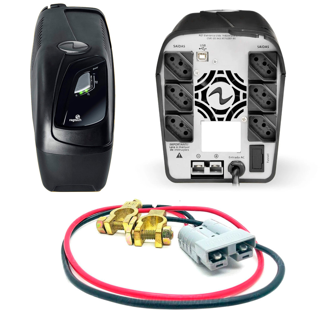 Kit Nobreak Easy Way 1500VA GT CBU-TI Bivolt Entrada 115V 127V 220V e Saída 115V + Cabo Bateria 12v