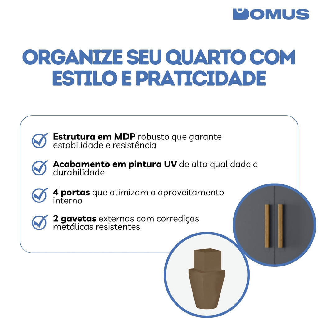 Guarda Roupa Solteiro Madri 4 Portas com Espelho Moval — imagem 2 de 2